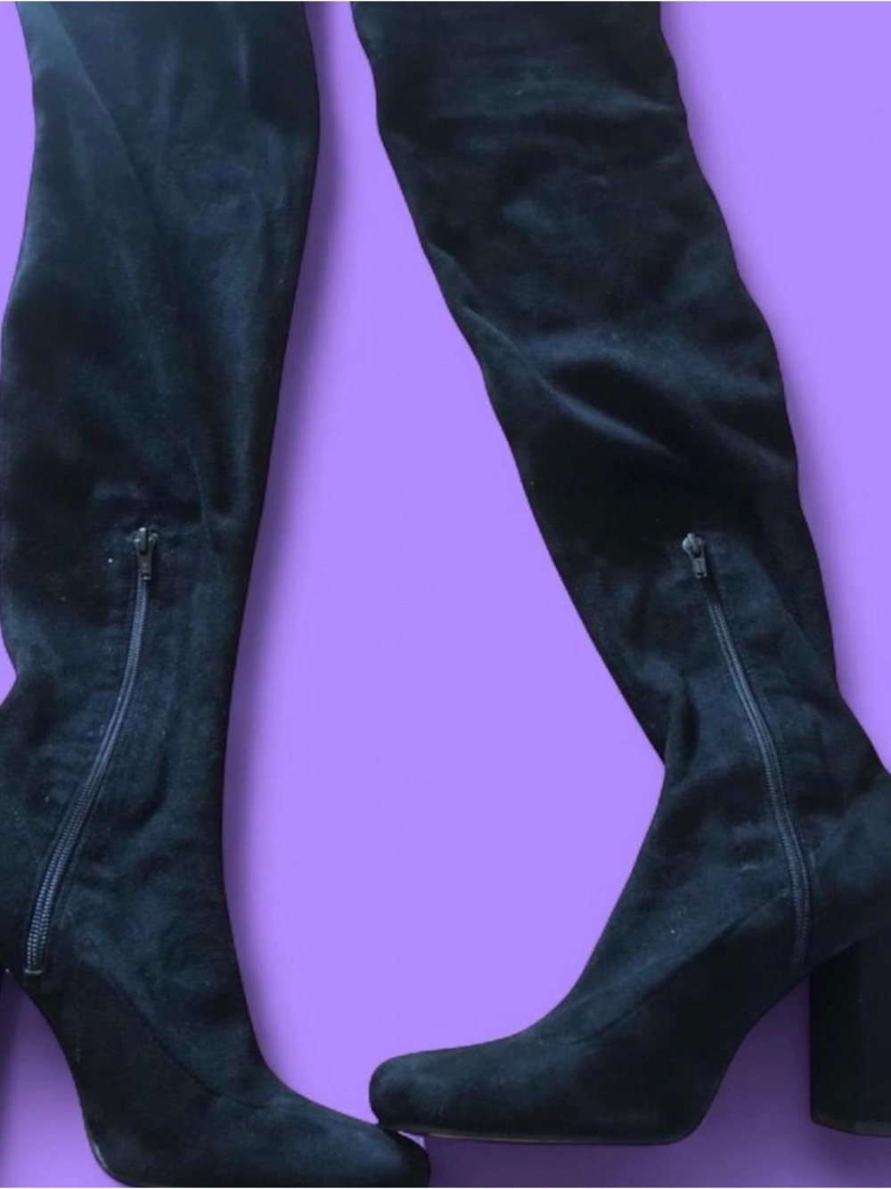 Zara Women's Black Over-the-Knee Block Heel Boots